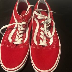 Vans Classic Red and White Canvas Shoes